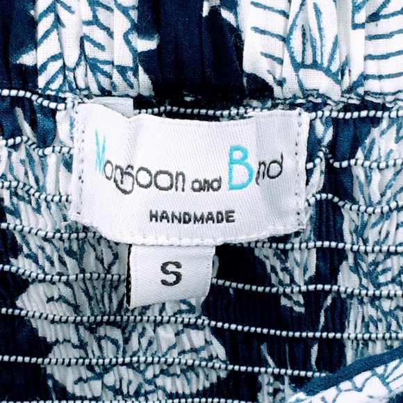 Monsoon and Beyond Estella Midi Dress Blue Rohida Floral Print Handmade Sz S - Picture 14 of 16